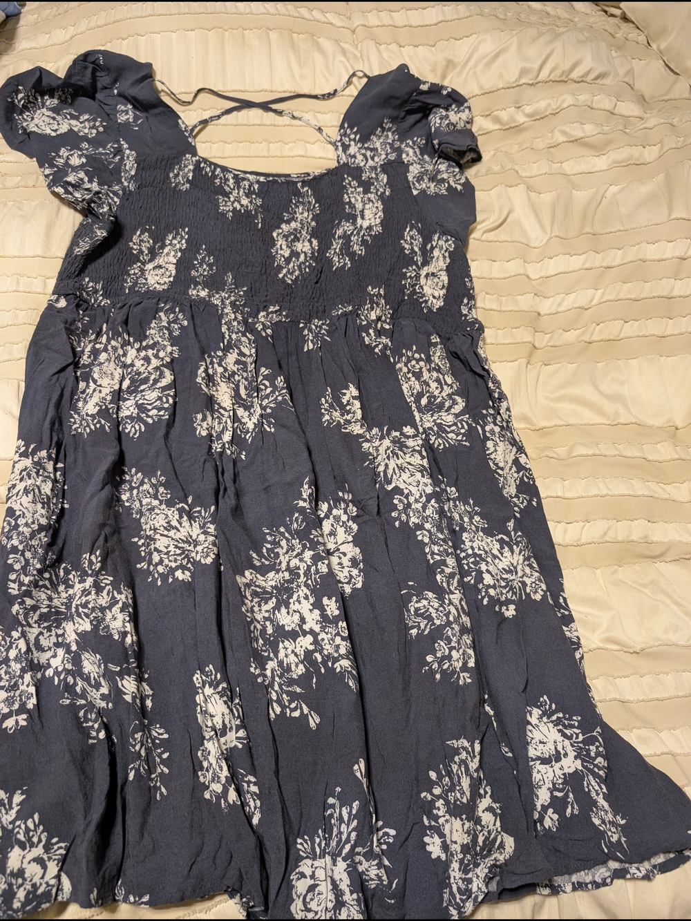 Maurices Navy Blue and White Floral Midi Dress